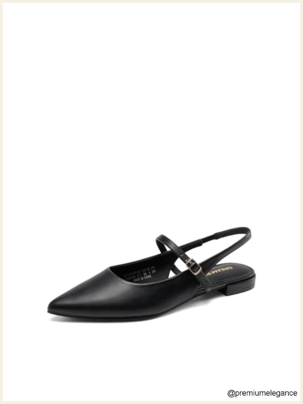 Faux Leather Slingback Mary Jane Ballet Flats Pointed Toe Flat Heel Women's